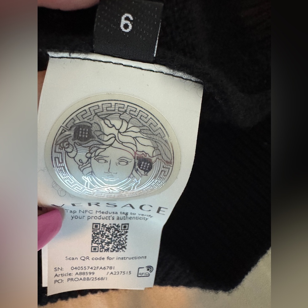Versace Women's Black Cardigan V-Neck  with 5 Gold Medusa  Buttons . - Picture 11 of 12
